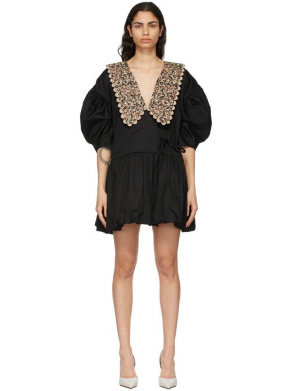 Kika Vargas Victoria Dress in Black Size Small Detachable Oversized Collar